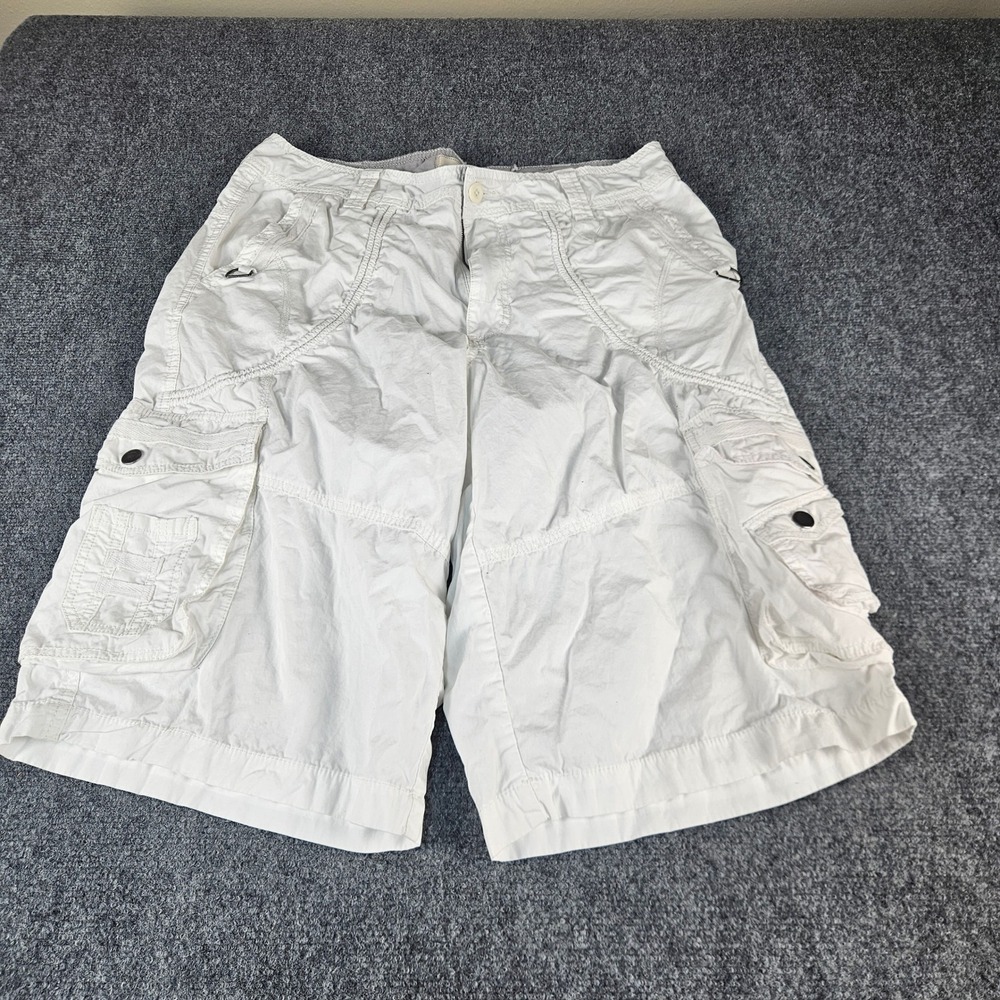 Route 66 Mens White Cargo Shorts Size 36 Cotton Utility Multi Pocket Casual